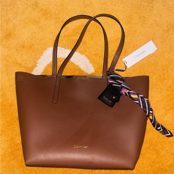 NEW Calvin Klein Brown Tote Purse - Picture 1 of 5